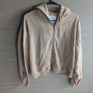 American Eagle Outfitters Orange Tan Crop Top with Hood